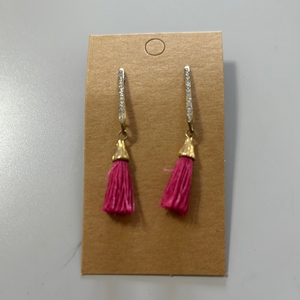 Elegant Pink Tassel Earrings